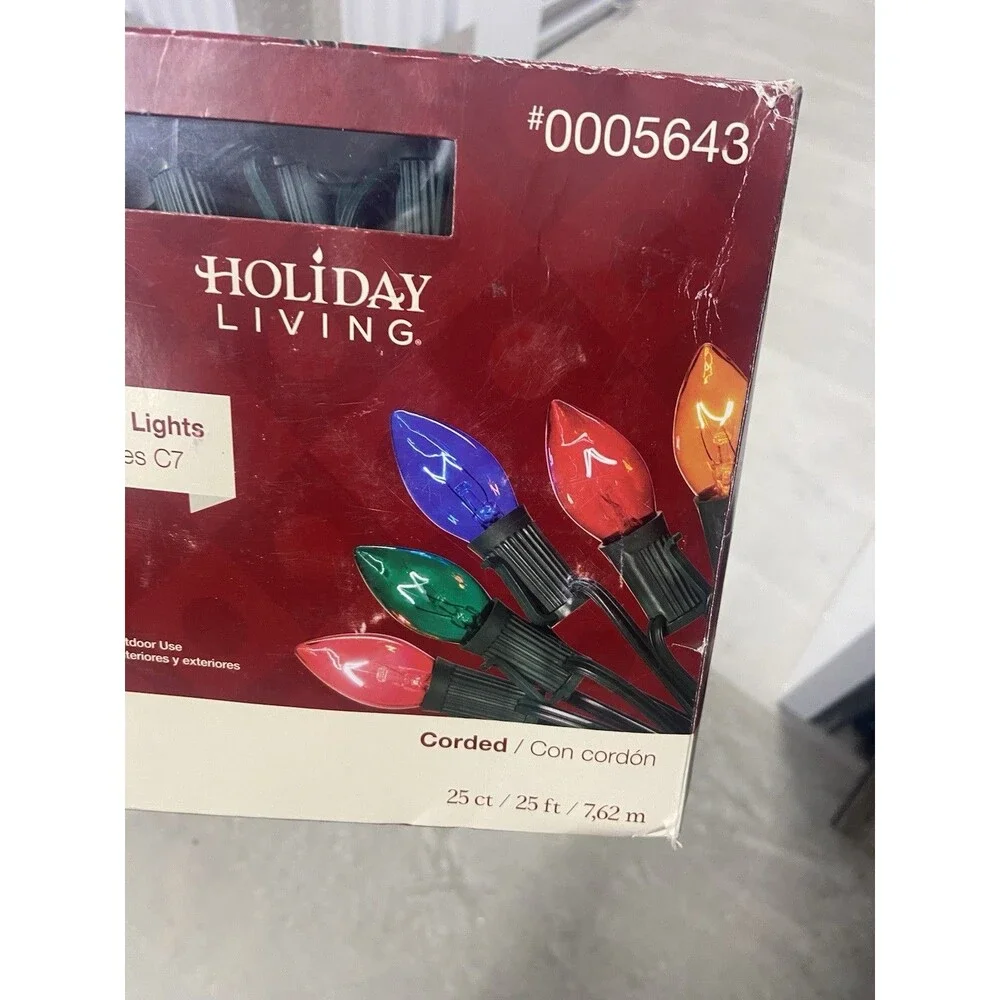 Holiday Living 25ct C7 Multicolor String Lights Indoor Outdoor 25ft Corded